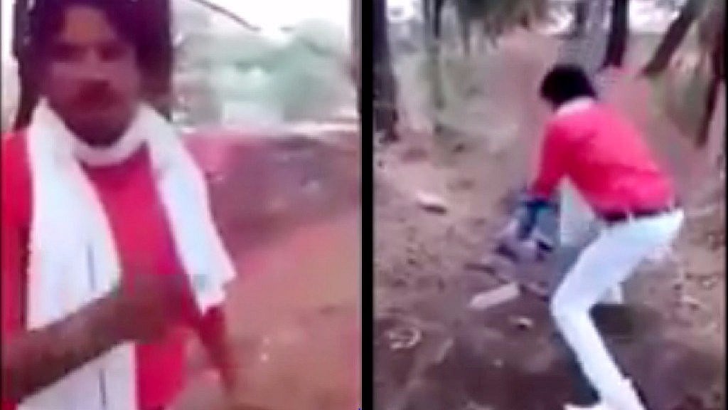 Screenshots from the video of Shambhu Lal Raigar hacking Afrazul, before pouring kerosene over him and setting him ablaze in Rajasthan.
