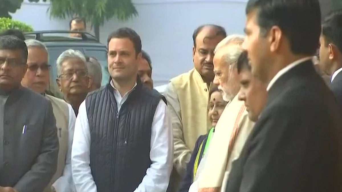 Congress president-elect Rahul Gandhi and Prime Minister Narendra Modi pay homage to martyrs of the 2001 Parliament attack.