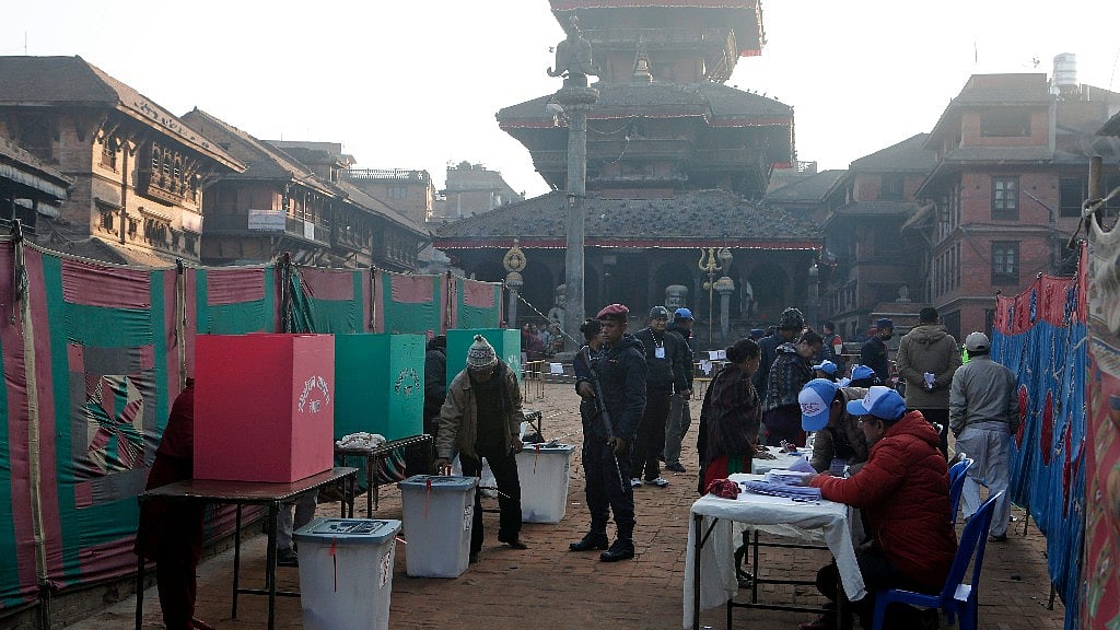 People casting their vote in Nepal. 