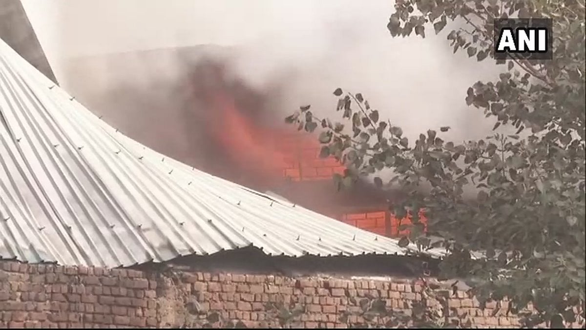 Visuals of the fire at the mattress godown in Mundka