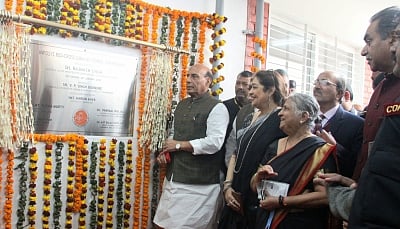 Chandigarh: Chandigarh: Union Home Minister Rajnath Singh inaugurates the Sarai at the Postgraduate Institute of Medical Education and Research, in Chandigarh on Jan 30, 2018. Also seen BJP MP Kirron Kher. (Photo: IANS/PIB)