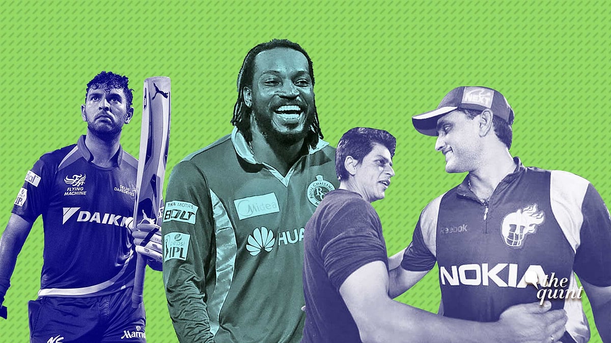 Yuvraj Singh, Chris Gayle, Shahrukh Khan and Sourav Ganguly.