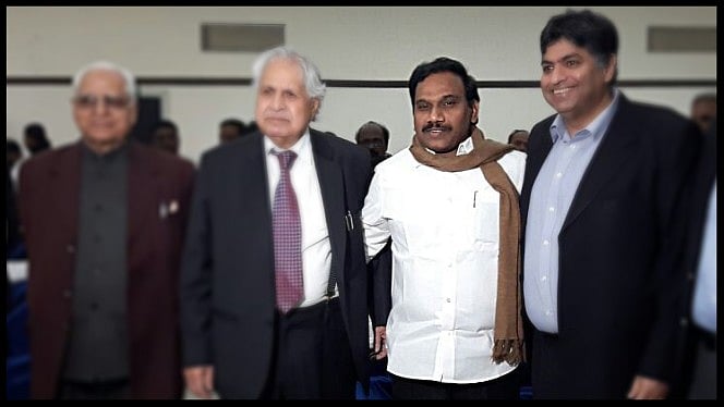 A Raja at the dinner hosted by the publisher of his book ‘2G Saga Unfolds’