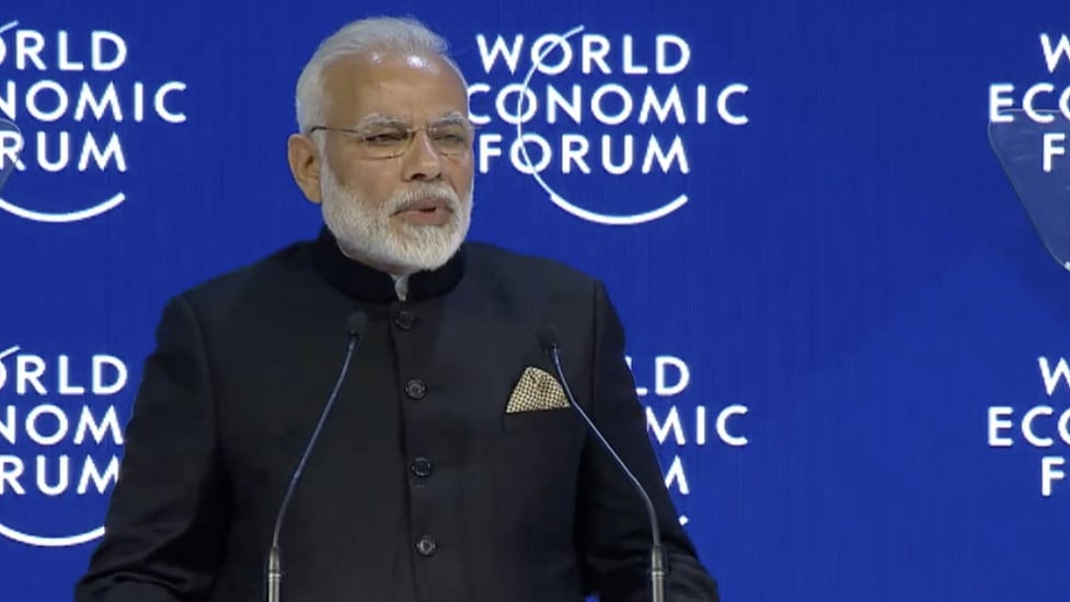 PM Narendra Modi addresses opening plenary at Davos.