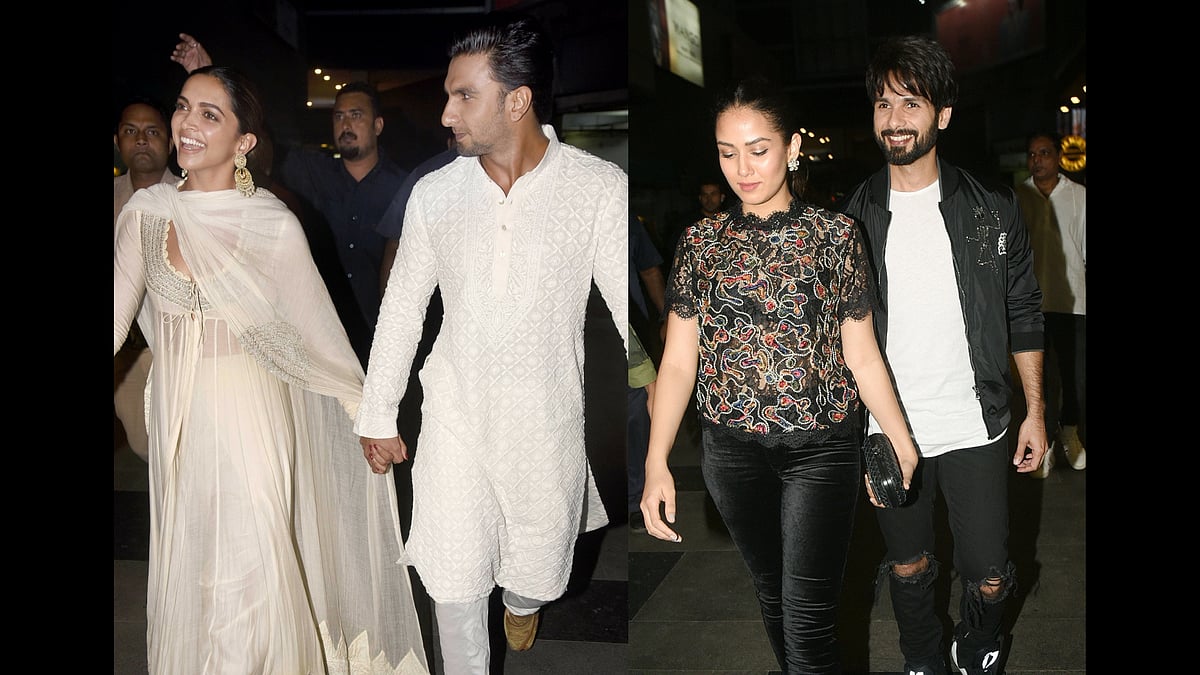 Deepika Padukone, Ranveer Singh, Mira Rajput and Shahid Kapoor at a screening of <i>Padmaavat </i>in Mumbai.