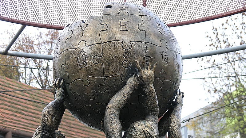 Wikipedia Monument in Słubice, Poland.