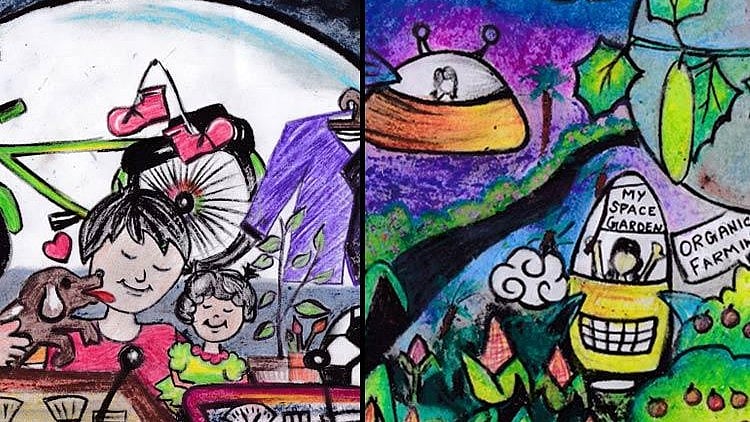 Works of K Selva Sreejith (left) and Kaviya BJ (Right)