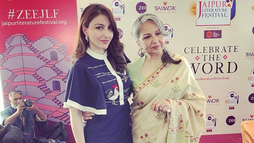 Soha Ali Khan (L) and Sharmila Tagore (R) at JLF 2018.