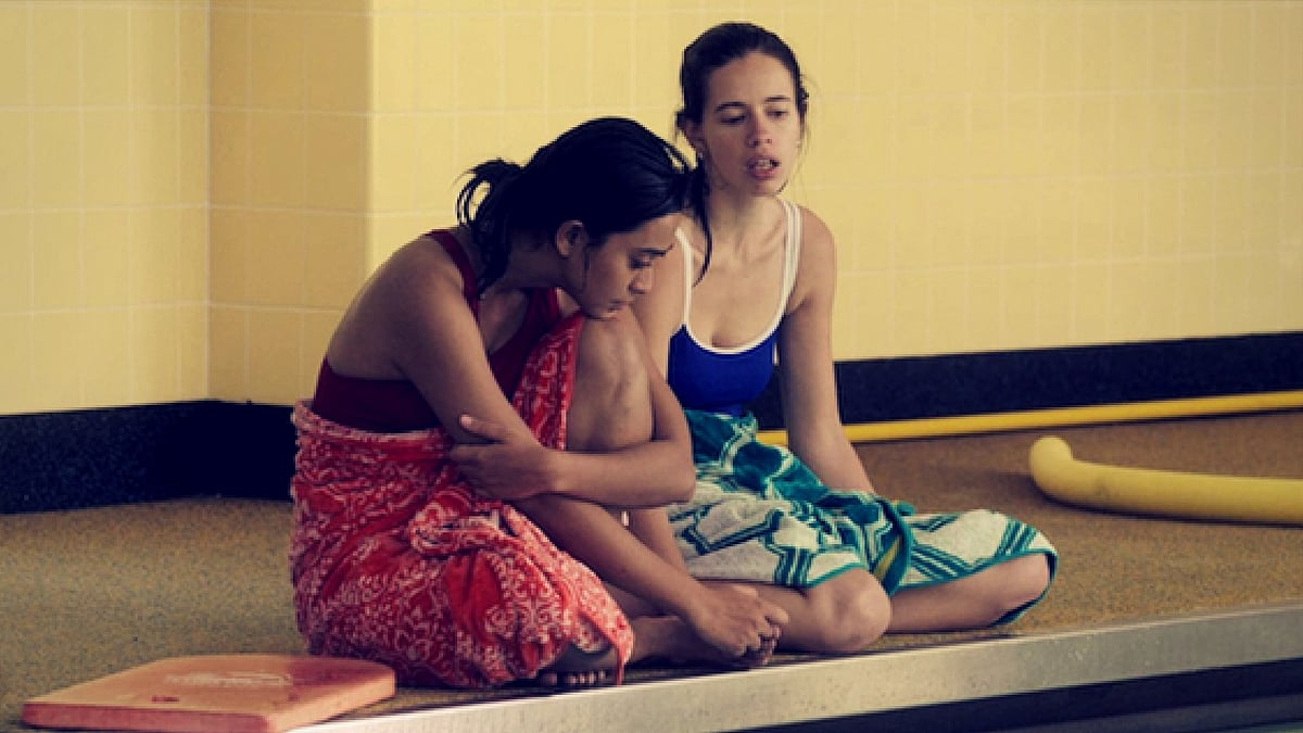 A still from<i> Margarita With a Straw</i> which features two women in love with each other.