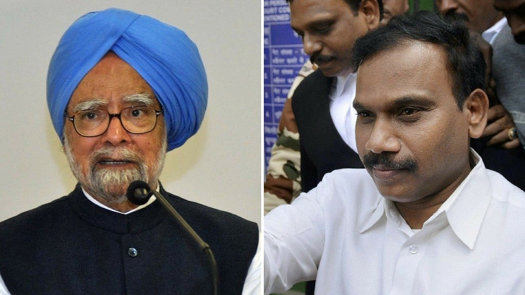 Former PM Manmohan Singh and A Raja. 