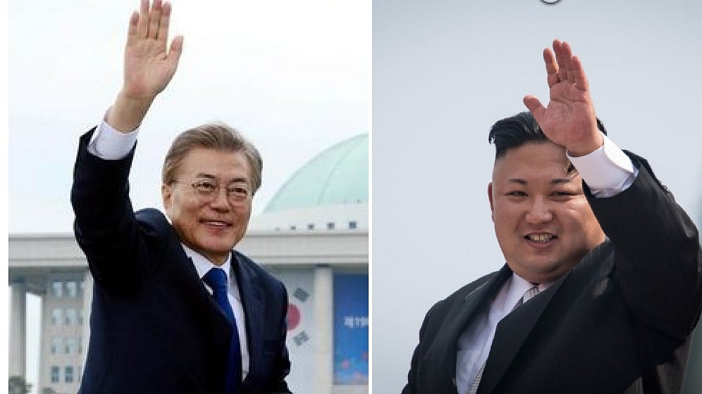 Moon Jae-in and Kim Jong-Un 