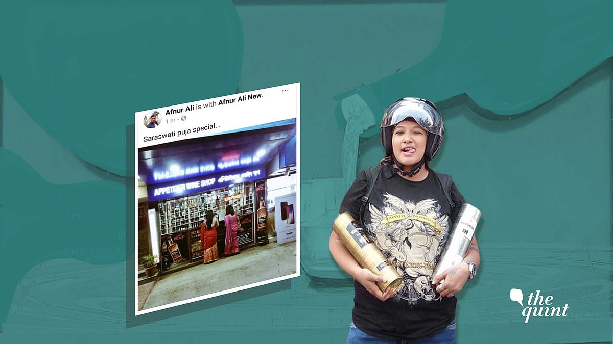 Anee Sharma poses with alcohol to mock journalist who shamed women for standing outside a wine store.&nbsp;