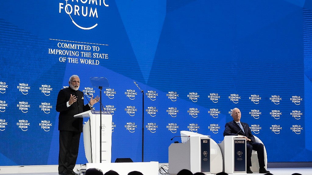 Prime Minister Narendra Modi addressing the opening plenary at WEF 2018 in Davos. 