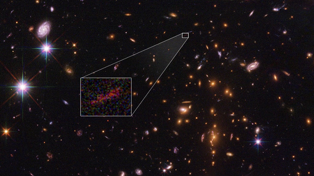 Artistic representation of the distance between Milky Way and SPT0615-JD.