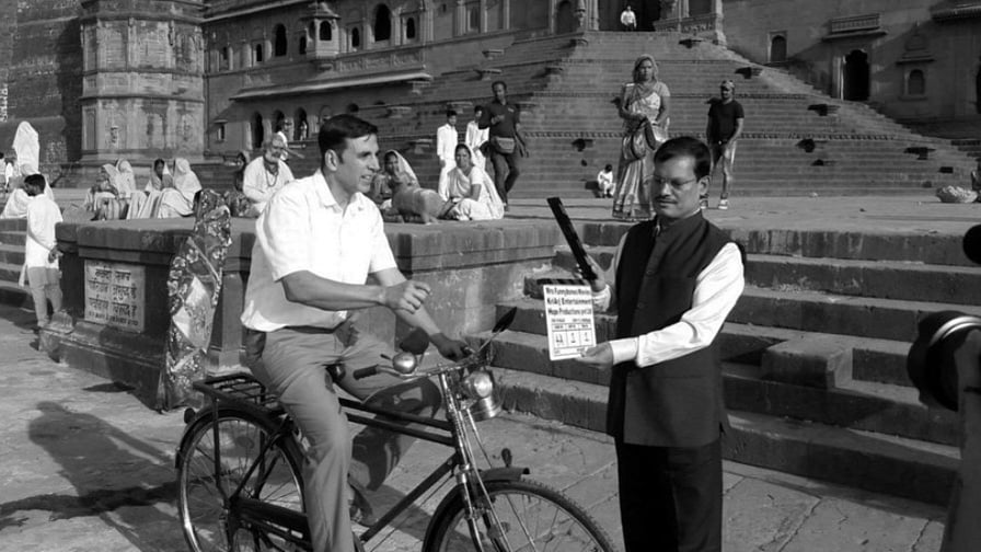 Akshay on the sets of <i>PadMan.</i>