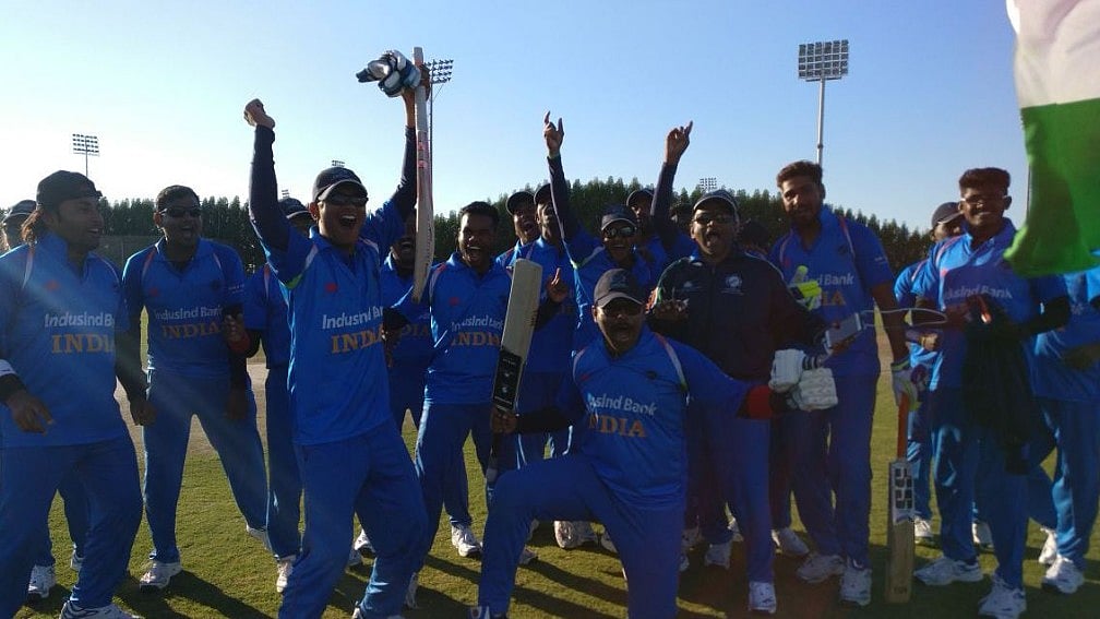 India cricketers celebrate after their win against Pakistan. 