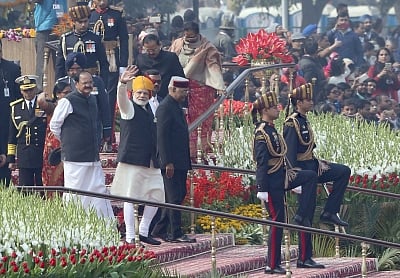New Delhi: President Ram Nath Kovind with Prime Minister Narendra Modi at the venue of Republic Day 2018 celebrations on Rajpath in New Delhi, on Jan 26, 2018. (Photo: Amlan Paliwal/IANS)