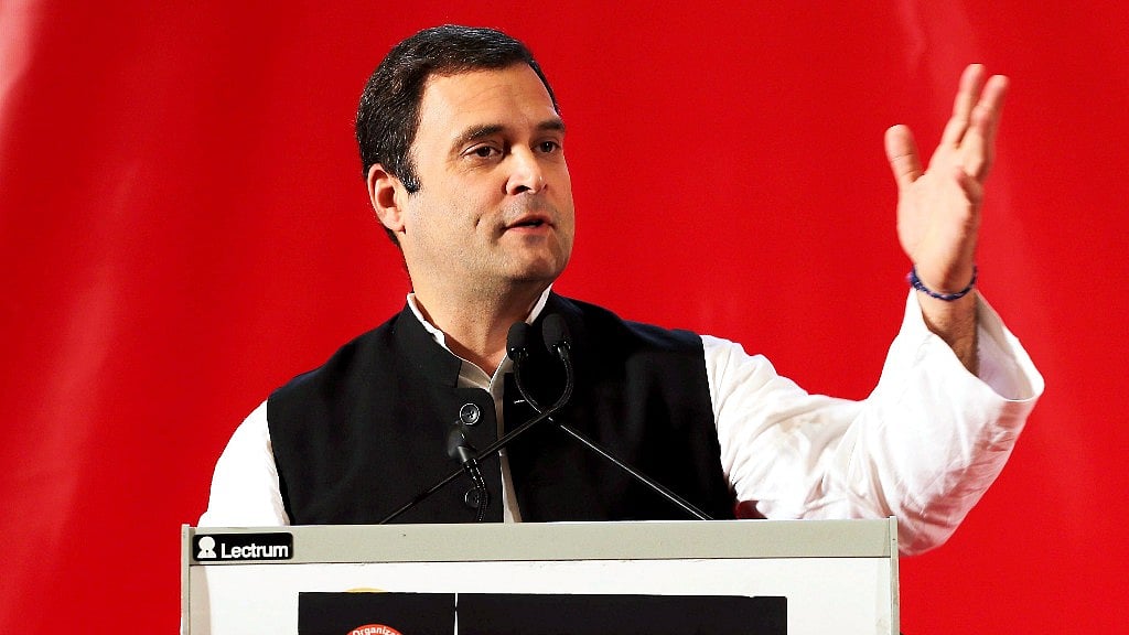 Congress president Rahul Gandhi addresses a valedictory function organised by the Global Organisation of People of Indian Origin in Bahrain.