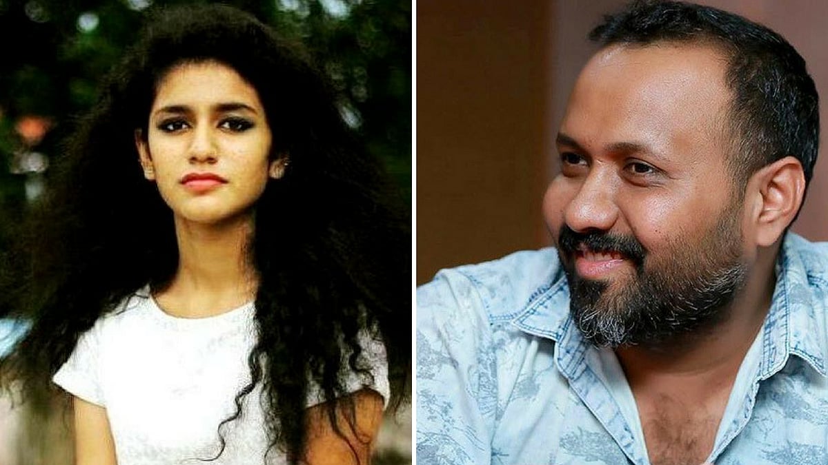 Malayalam actor Priya Prakash Varrier along with <i>Oru Adaar Love</i> director Omar Lulu.