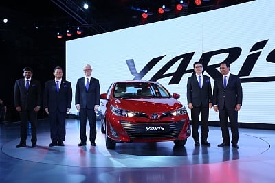 New Delhi: A view of the Toyota Yaris at the Auto Expo 2018 in New Delhi on Feb 7, 2018. (Photo: Amlan Paliwal/IANS)
