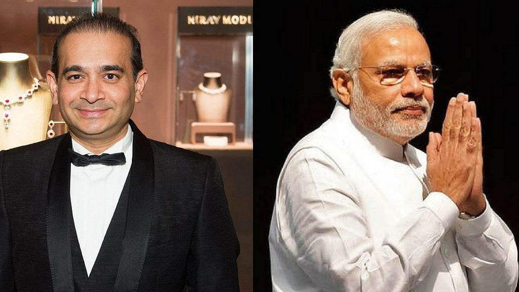 Indian jeweller Nirav Modi (left) and Prime Minister Narendra Modi (right).