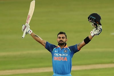 Centurion: Indian skipper Virat Kohli celebrates his century during the 6th ODI between India and South Africa at Supersport Park Cricket Ground in Centurion, South Africa on Feb 16, 2018. (Photo: BCCI/IANS) (Credit Mandatory)