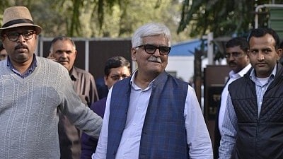 Delhi Government Employees Welfare Association (DGEWA) President DN Singh comes out after meeting Union Home Minister Rajnath Singh over alleged assault on Delhi Chief Secretary Anshu Prakash during a meeting with Chief Minister Arvind Kejriwal, in New Delhi, on 20 February 2018. 