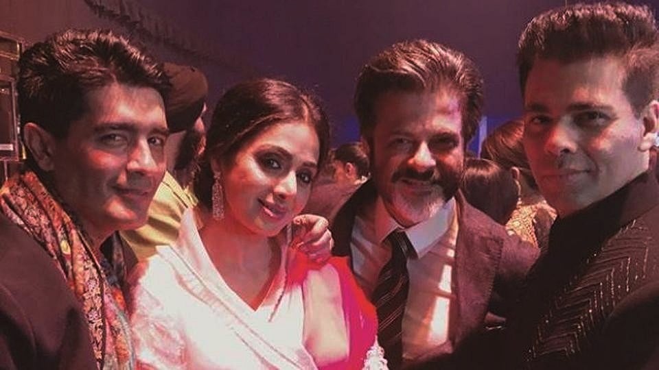 Sridevi, Anil Kapoor, Manish Malhotra and Karan Johar pose for a picture.&nbsp;