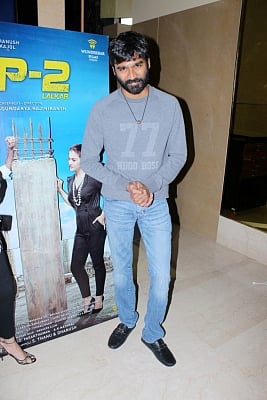Mumbai: Actor Dhanush at the special screening of his upcoming film "VIP 2" in Mumbai on Aug 17, 2017. (Photo: IANS)