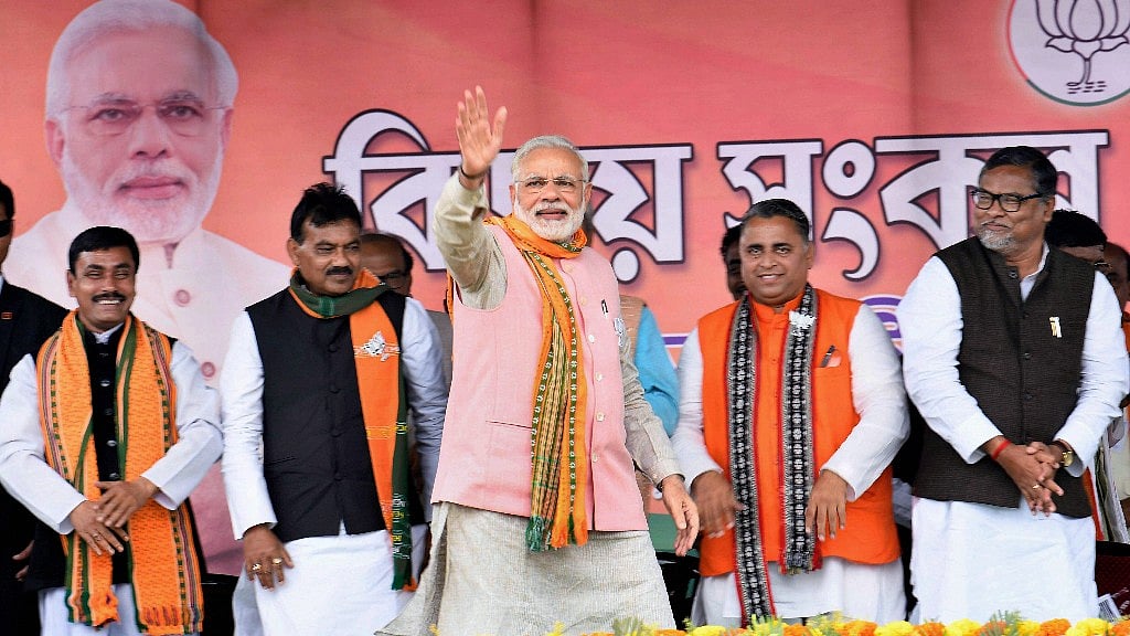 PM Modi in Tripura on Thursday. 