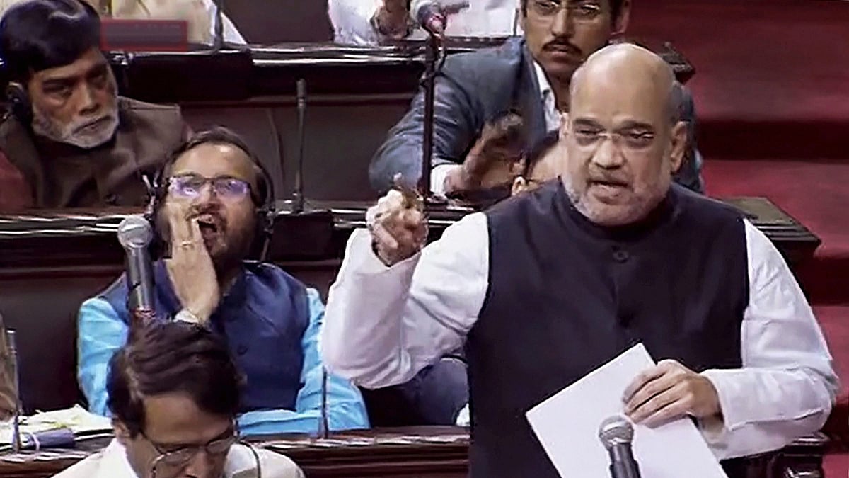 BJP President Amit Shah speaks in the Rajya Sabha in New Delhi