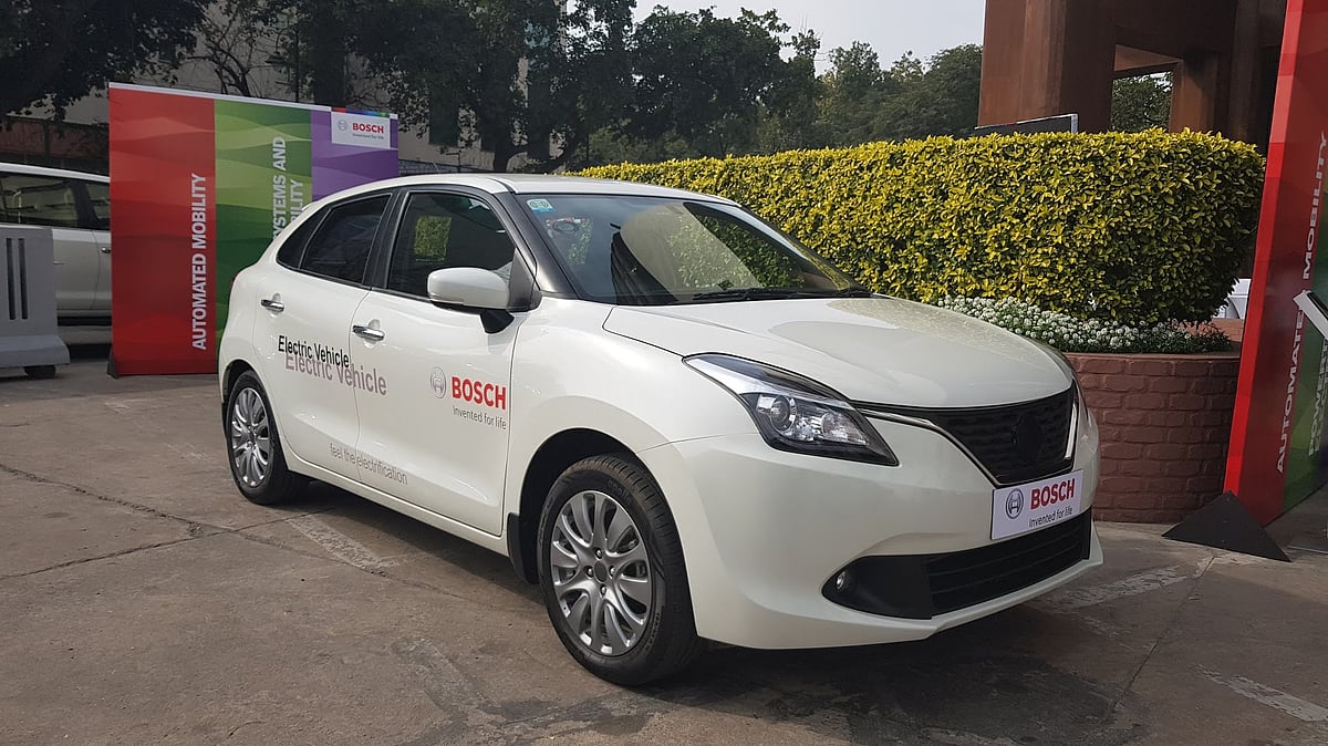 Bosch has installed an 84 kW electric motor in a Maruti Baleno bodyshell. 