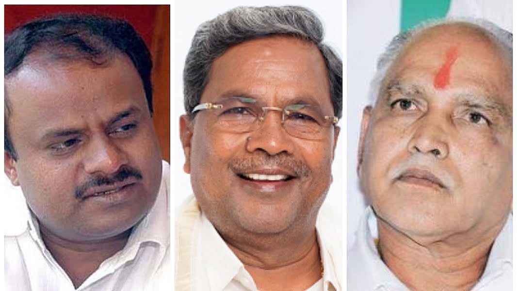 HD Kumaraswamy (left), Siddaramaiah (centre) and BS Yeddyurappa.