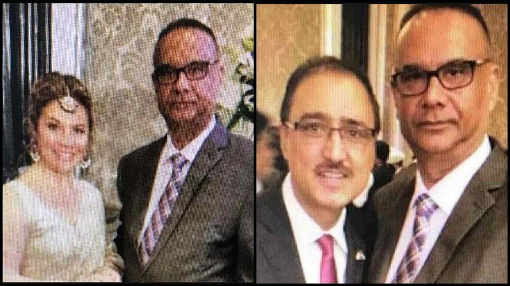 Jaspal Atwal with Canadian Infrastructure Minister Amarjeet Sohi (right), and Canadian Prime Minister Justin Trudeau’s wife, Sophie (left) at a dinner party in Mumbai on 20 February.