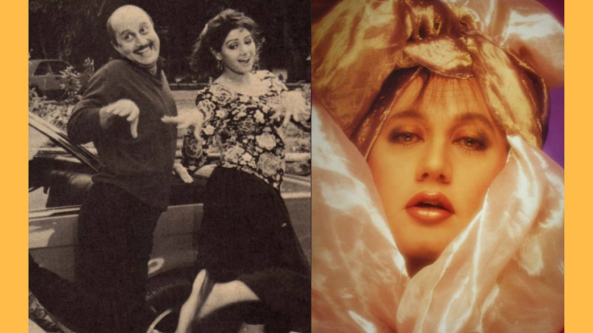 Anupam Kher and Sridevi in <i>Lamhe </i>(L); Sridevi’s “sister” Prabhadevi.