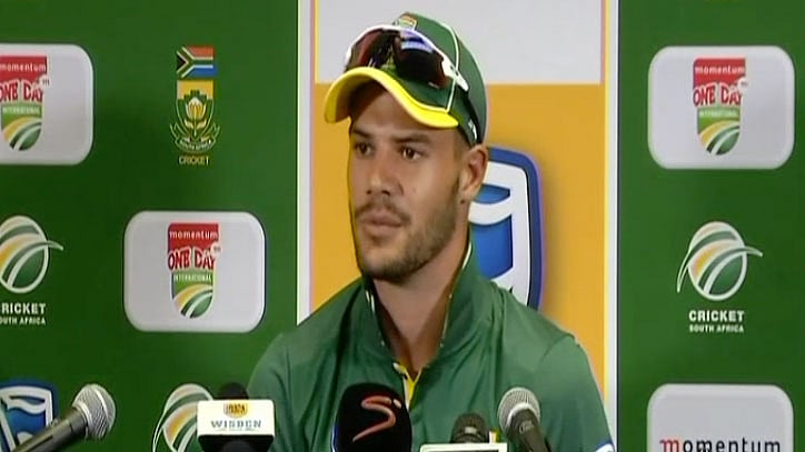Aiden Markram addresses the media after South Africa lost the second ODI to India. 