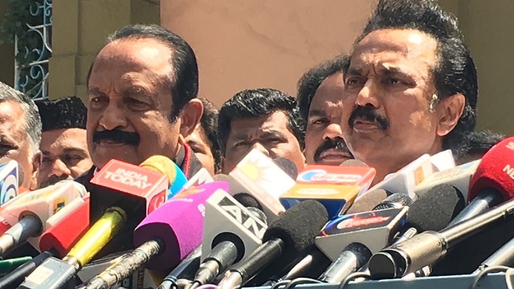 MDMK chief Vaiko with DMK working president MK Stalin.