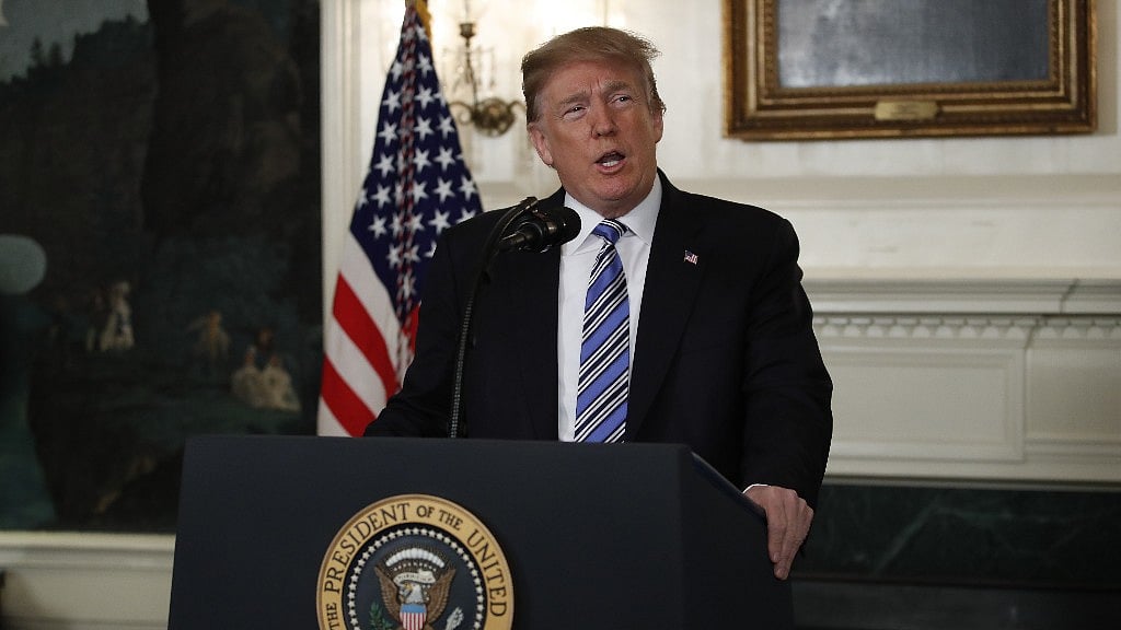 US President Donald Trump speaking on the Florida Shooting