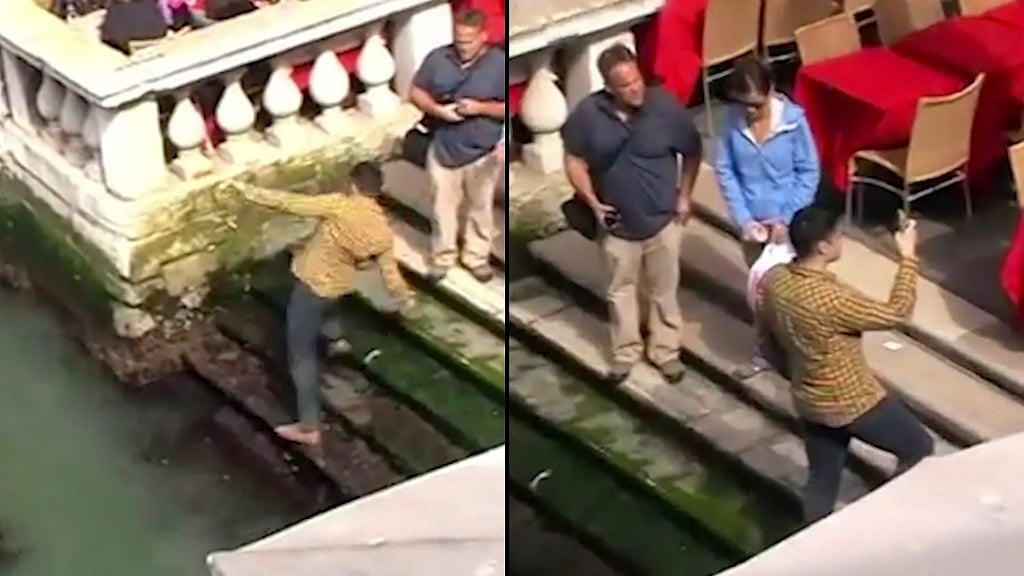 The man slipped into the dirty waters after clicking the a selfie.&nbsp;