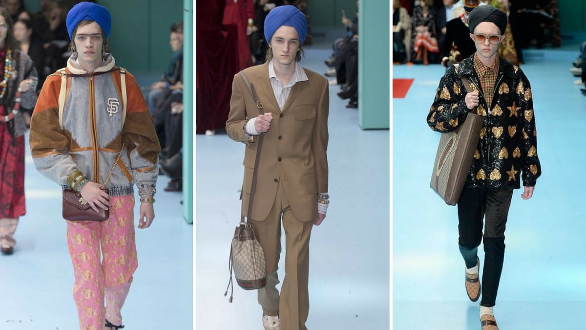 White models with turbans worn like followers of Sikh religion.