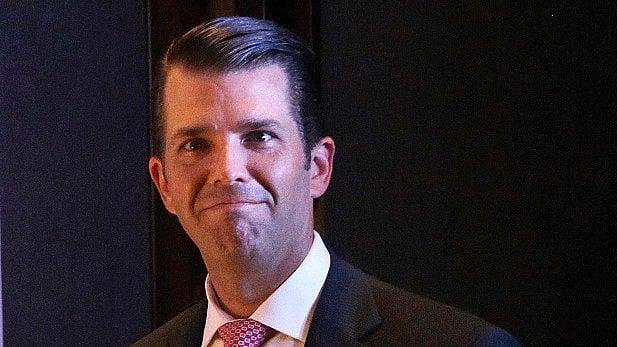 Donald Trump Jr arrives for a meeting in Kolkata.