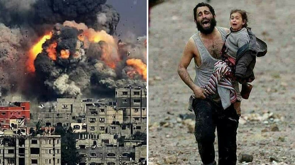 Fake images of airstrikes in Syria shared on twitter by Sami Sharbek.
