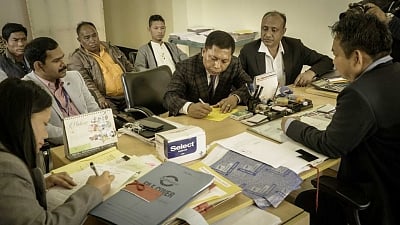 Songsak: Meghalaya Chief Minister Mukul Sangma files his nomination papers for the February 27 assembly elections to the Meghalaya assembly in Meghalaya