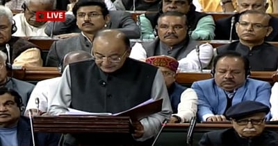 New Delhi: Union Finance Minister Arun Jaitley presenting the Union Budget 2018-19 at Parliament on Feb. 1, 2018. (Photo: Video Grab/IANS)
