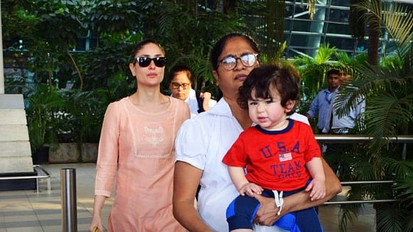 Taimur Ali Khan with mommy Kareena in tow.&nbsp;