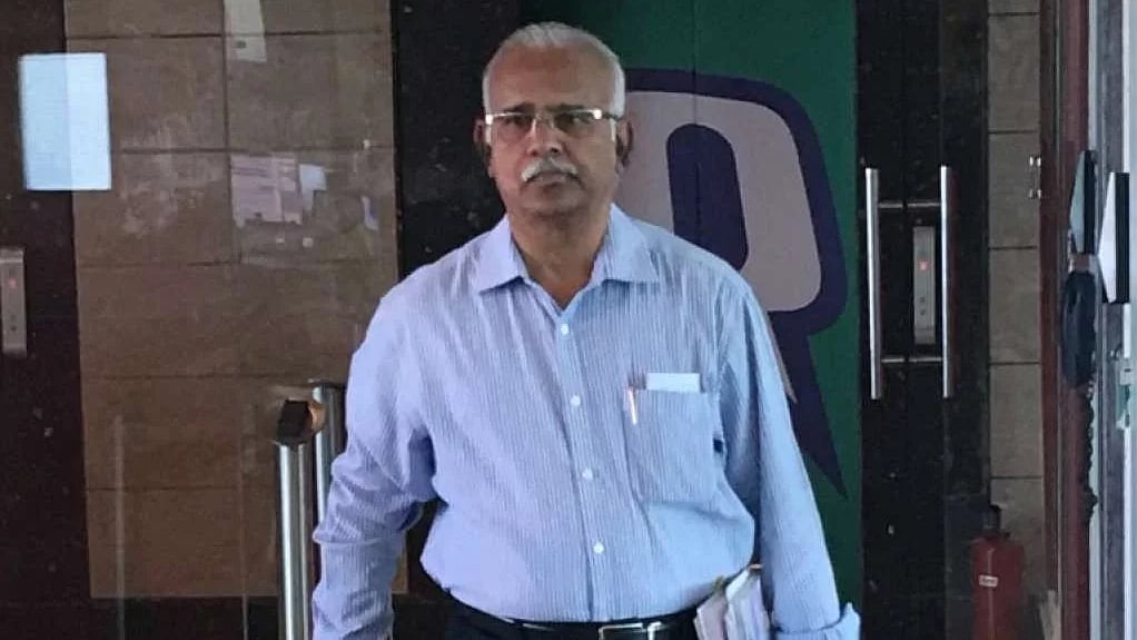 Whistleblower and investor Arvind Gupta prepares for an interview with BloombergQuint on the ICICI Bank-Videocon transactions.  &nbsp;