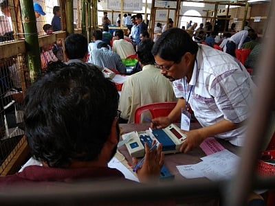 Agartala: Counting of votes for Tripura assembly election underway at a polling booth in Agartala, Tripura on March 3, 2018. (Photo: IANS)