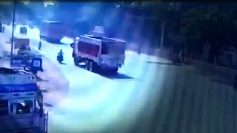 Sandeep Sharma was hit by a dumper from behind near the Kotwali police station in Madhya Pradesh’ Bhind district on Monday morning.