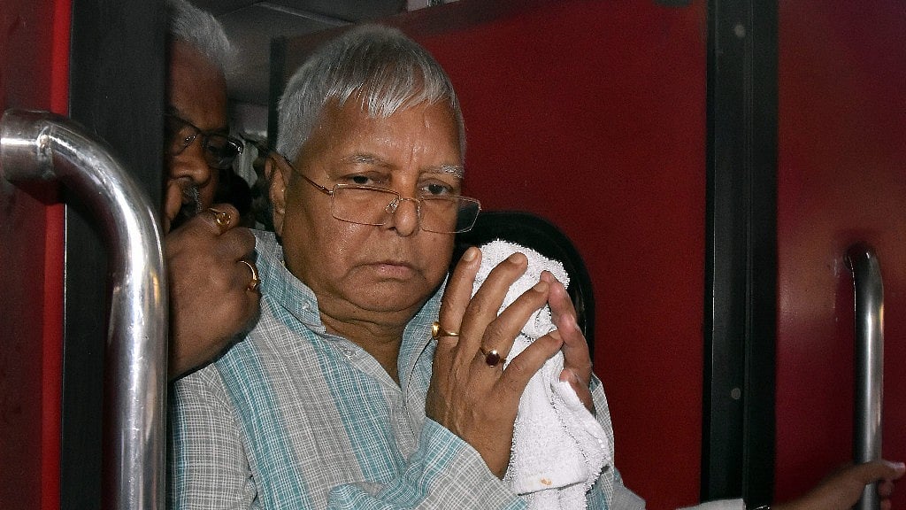Lalu Prasad Yadav arrives at New Delhi for treatment at All India Institutes of Medical Sciences (AIIMS) on Thursday. 