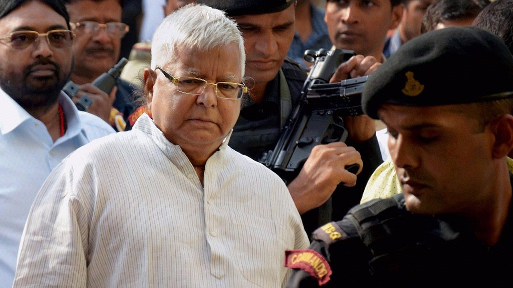 RJD Chief Lalu Prasad Yadav after his conviction in the Dumka treasury case. File photo.